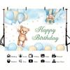 Aby Bear Hot Air Balloon Baby Shower Background Photography Castle Wizard Platform Decoration Gifts Props Poster