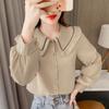 Shirt Women's Doll Collar French Style Shirt with Reduced Long Sleeved Top