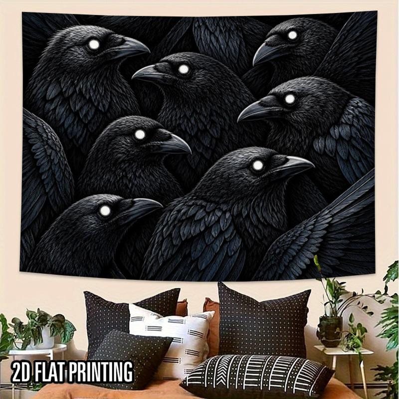 2D Flat - 2D Flat - 2D Flat 1pc Tapestry Crow Group Dark Art Wall Hanging Adds Mystery Atmosphere Decor Photo Booth Backdrop Suitable for Parties, Dec