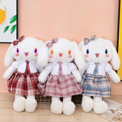Cute Little White Rabbit JK Skirt Rabbit Doll Plush Toy Rag Doll Girl Large Size Sleeping Doll
