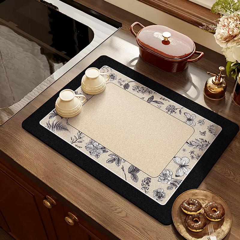 American Retro Light Luxury Kitchen Countertop Drain Pad, Diatom Mud Suction Pad, Quick-drying Washing Table, Sink, Bar Mat