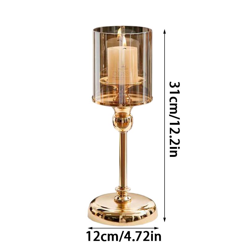 

1 шт. Металлические стеклянные подсвечники для ужина, реквизит для фотосъемки, подсвечник для атмосферы свиданий, декоративный светильник для центрального украшения в европейском стиле M