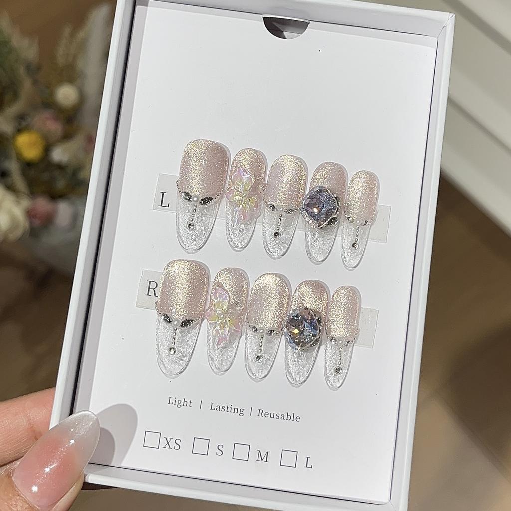Jasmine White Tea Pure Desire Ice-transparent Flower White Champagne Pink Cat Eye Chain Drill Wear Armor
