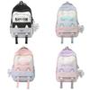 Letter Printed Cat Ears Design Student Backpack With Pendant For Daily Use