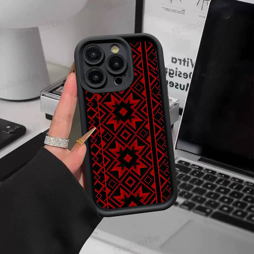 G-Ukraine Ornament Pattern For IPhone 17 Pro Max 16 15 14 13 12 11 Plus Black Soft Phone Cover