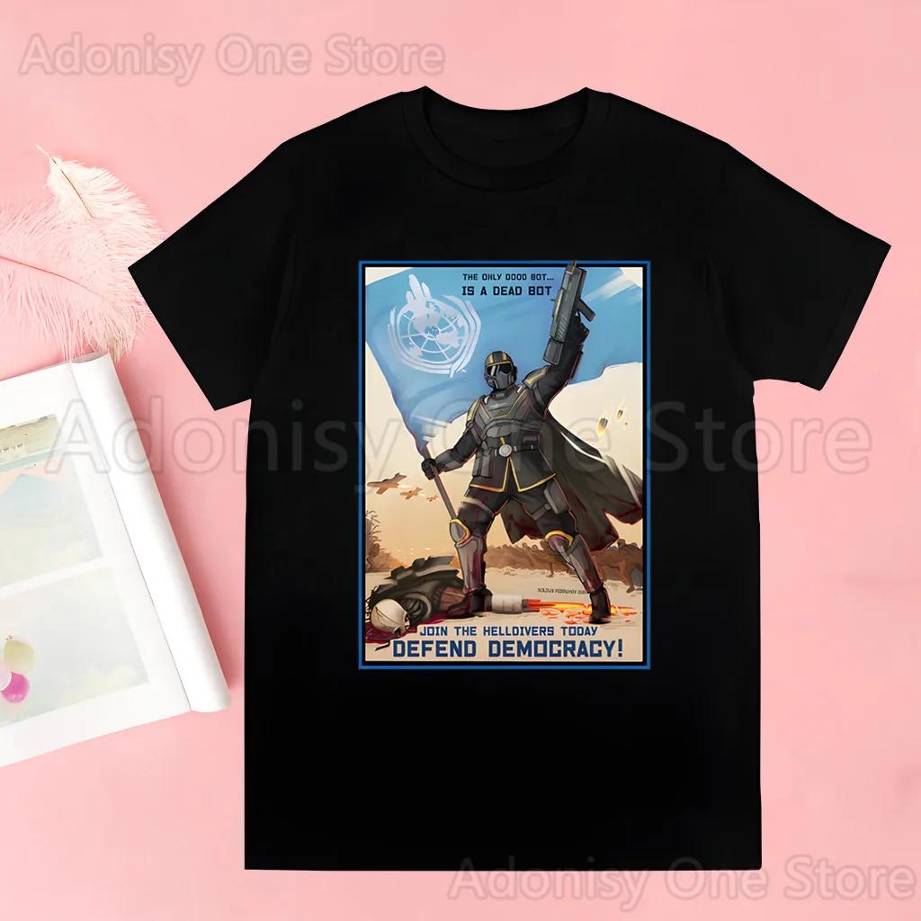 Helldivers Herren Sommer Kurzarm Mode Druck Herren T-Shirts Top T-Shirt Unisex Grafik Herren T-Shirt