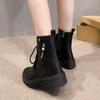 Fashion 2025 New Boots Ladies Lace-Up Shoes for Women Warm Platform Zipper Black Casual Comfortable Ankle Boots