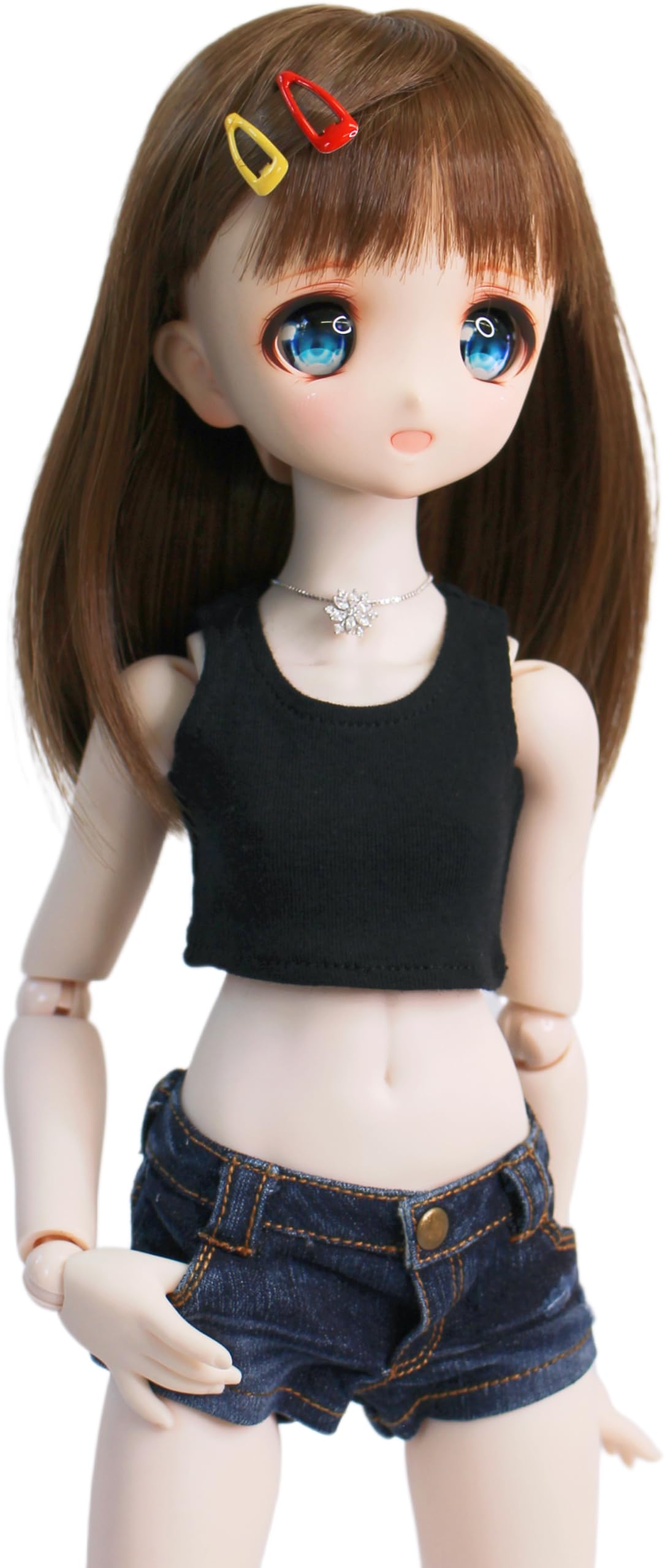 

MDD compatible cropped tank top short sleeveless versatile simple black daily round collar casual 40cm doll BJD doll clothes [Petite Marie] 1/3 чёрный