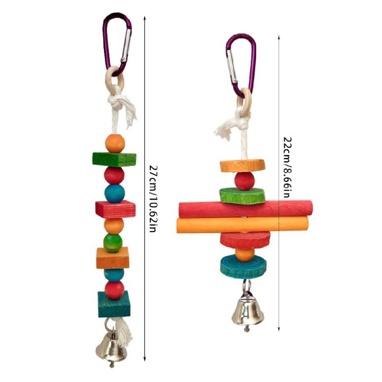 Pet Budgies Cage Perch Stand Wood Chew Toy Parrots Swing Hanging Toy for Cage