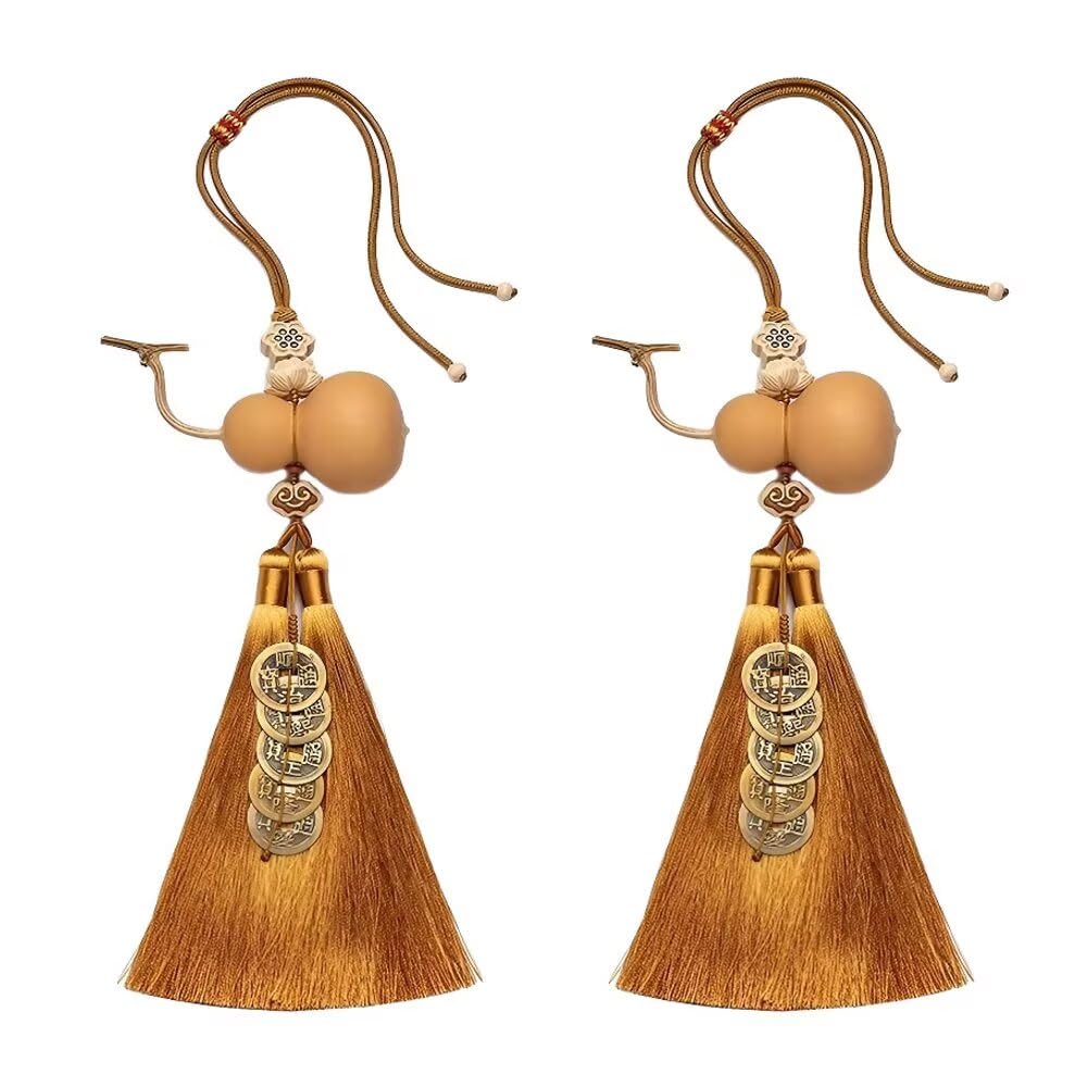 

Amulet Car Charm Hulu Five Coins Bringing Good Fortune Luck Indoor Ornament Pair Set Entrance Decoration Harmonious and Smooth Indoor Feng Shui коричневый