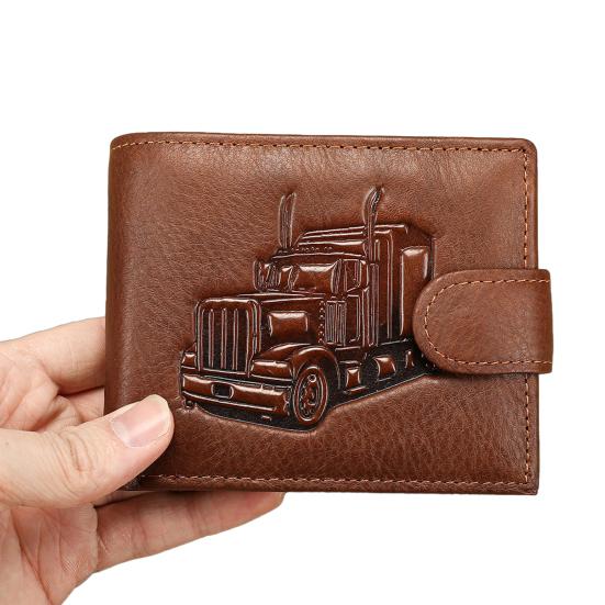 Мужской кошелек с передним карманом, большая вместимость, складной пополам, с карманом на молнии, тисненый держатель для карт с животными, складной для наличных и монет