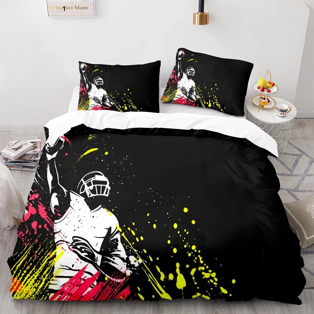 Premium Football Duvet Cover For Boys Girls Burning Football Microfiber Sports Games Theme Soft King Size Quilt Cover