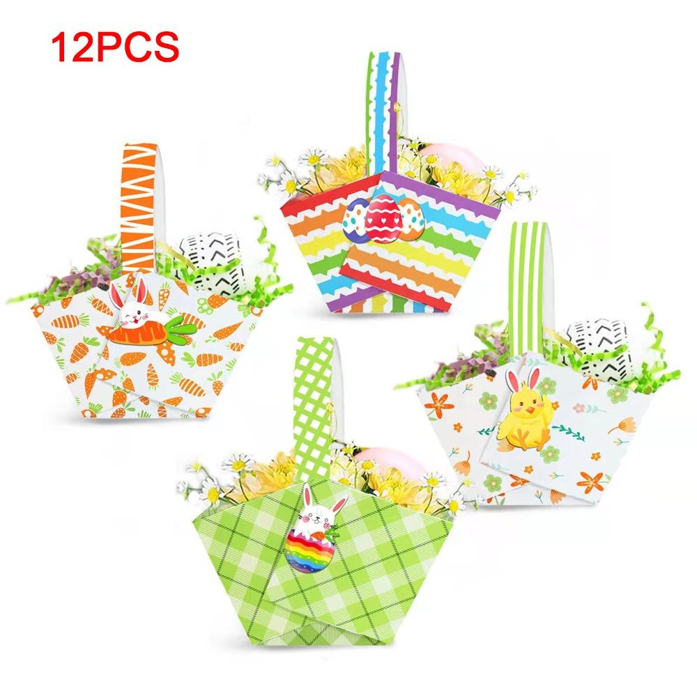 12pcs DIY Cookie Box Paper Gift Wrapping Box Fashion Packaging Basket  Party Supplies