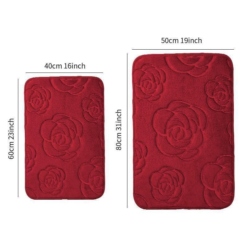 Badmattor Rose Flower Präglat badrum Badmatta Flanell Halkfri matta i badkar Golvmatta Duschrum Dörrmatta Memory Foam Pad Tvättbar matta