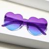 Peach Heart Sunglasses Love Glasses Trend Frameless One-Piece Marine Film Dazzling Color Sunglasses