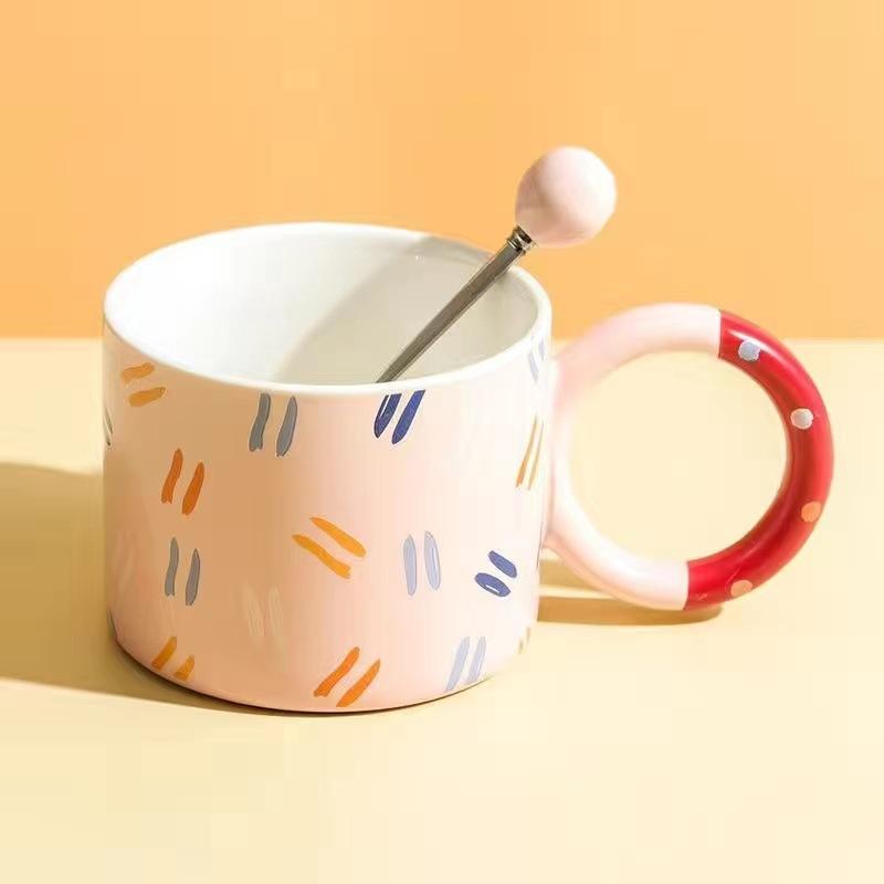 Ins Style High Value Mug Creative Cute Drinking Cup Girls Ceramic Cup Office Couple Coffee Cup