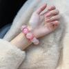 Natural Powder Crystal Rose Pyroxene Bracelet, White Crystal Snowflake Ghost Original Bead Bracelet, Peach Blossom Crystal Charm