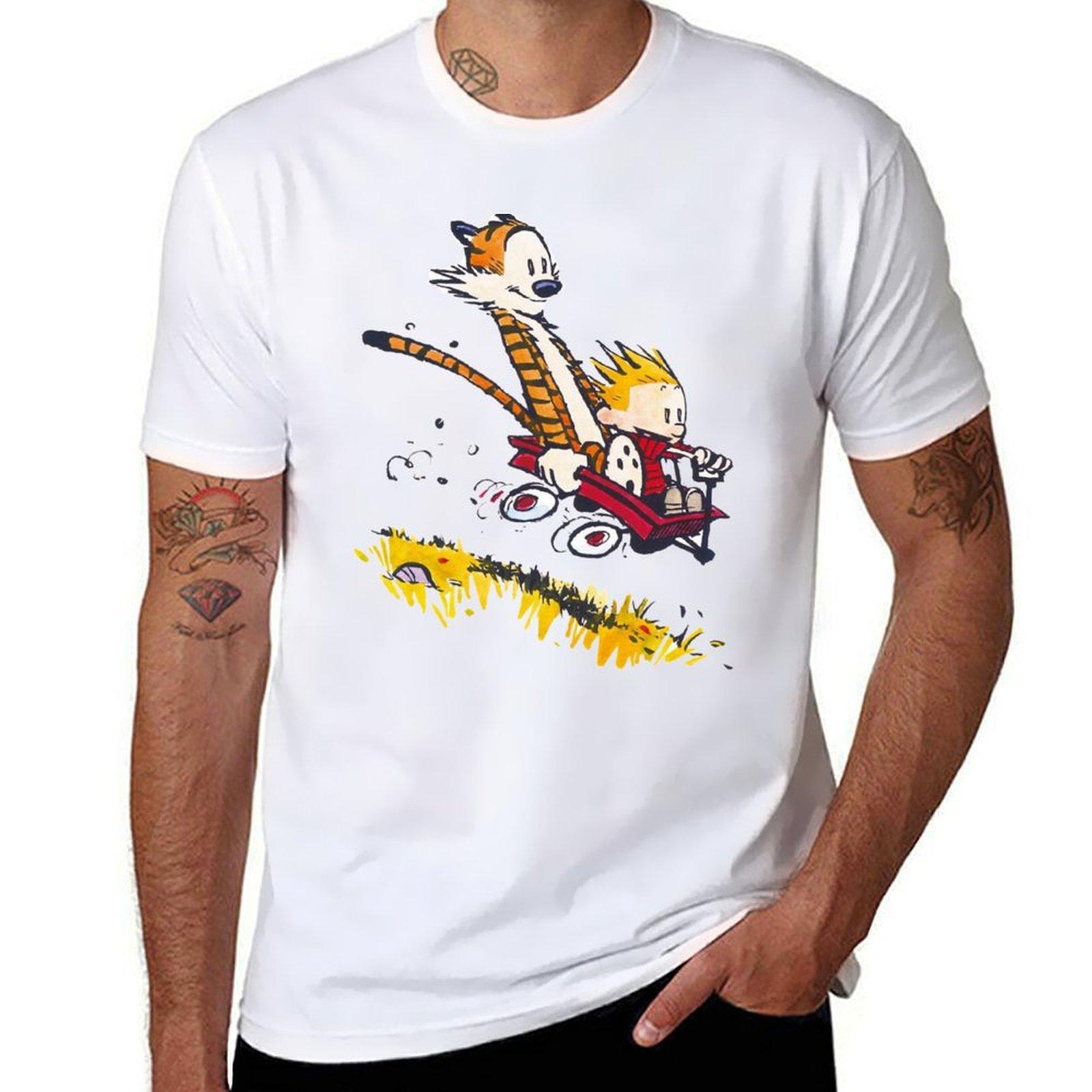 

Футболка Calvin and The hobbes летний топ мужская футболка роскошная футболка винтажная одежда футболки для мужчин набор S