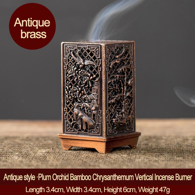 Square Vertical Incense Burner Alloy incense holder sahumerios holder Incense Cones Sandalwood Chinese Plum Inense Burners XX002