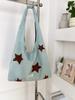 Simple Star Embroidery Faux Suede Women's Shoulder Bags Vintage Versatile Female Handbag Casual Large Capacity Ladies Tote Bag