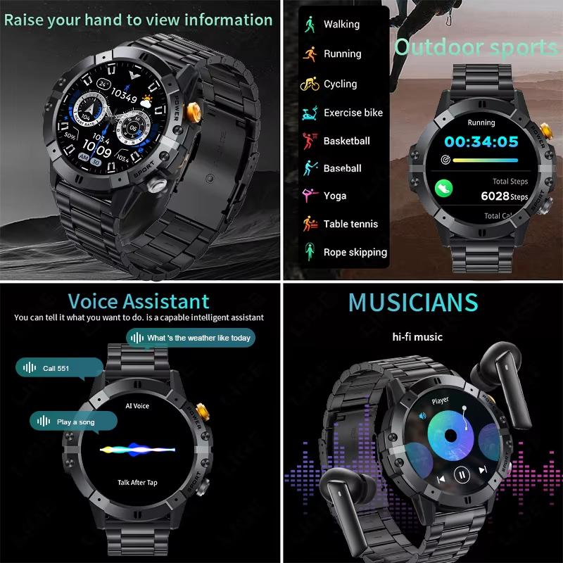 2025 New Outdoor Man's Smart Watch Bluetooth Call Smartwatch Fitness Tracker Clock IP68 Waterproof Watches Woman for IOS Android