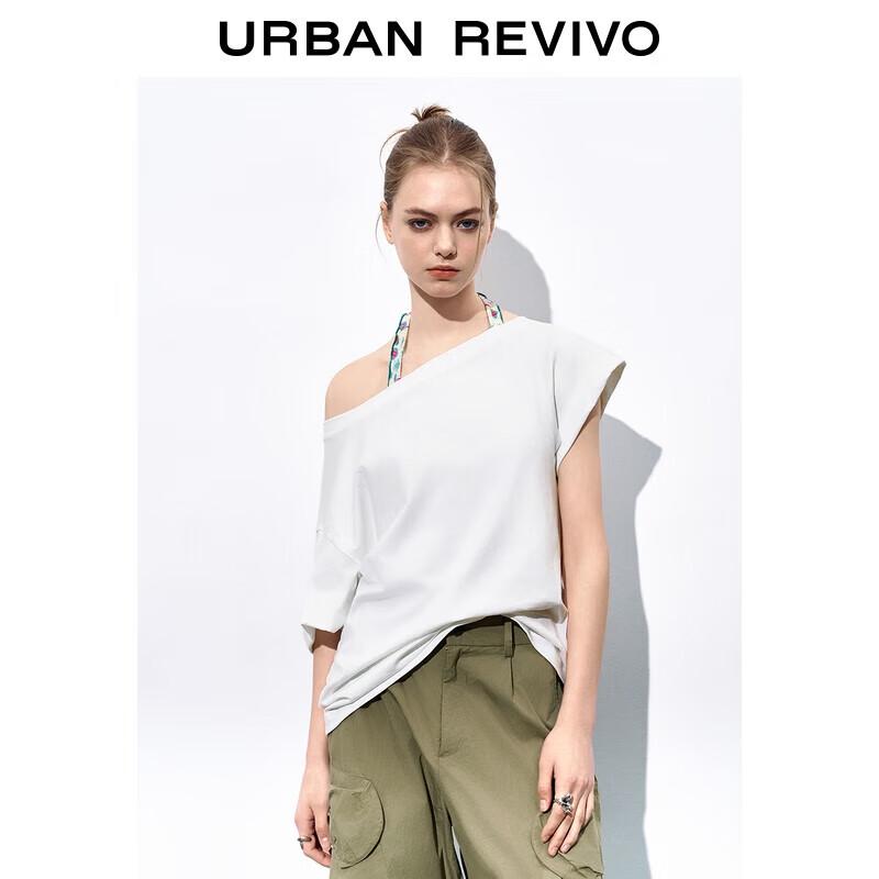 UR 2025 Autumn Oblique Shoulder Cotton T-Shirt S