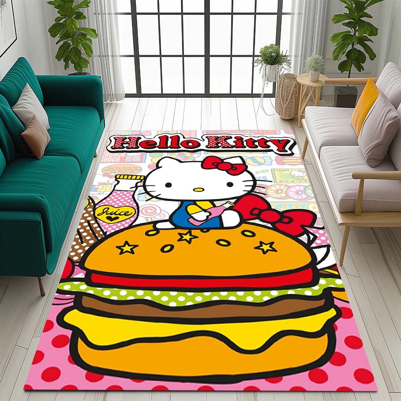 3D cute Hello Kitty cartoon rug, suitable for bedrooms, living rooms, sofas, home doormats, large size children's play mat, Q-01