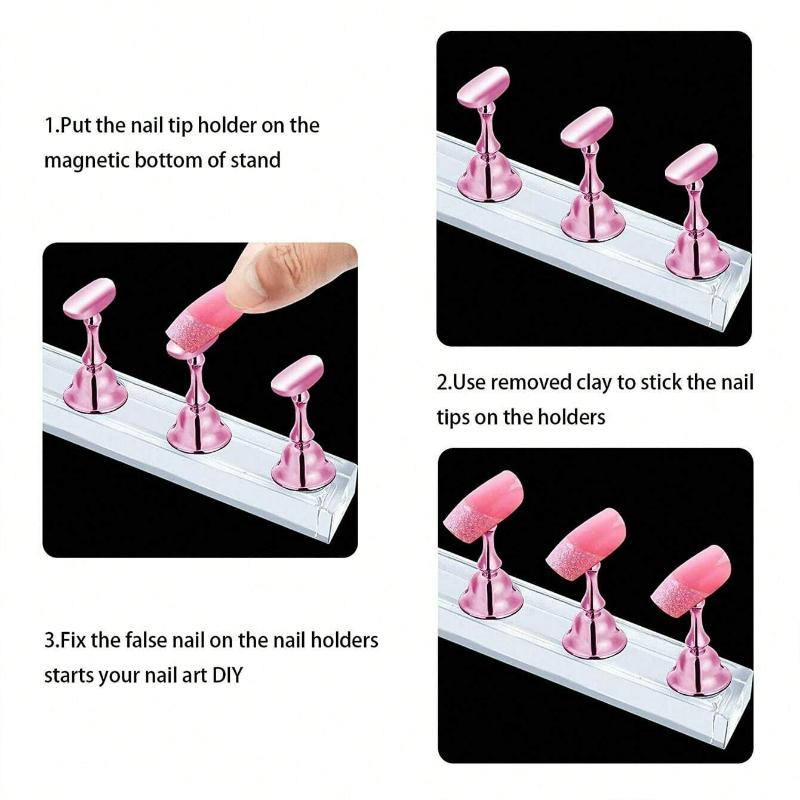 Supporto per Unghie per Esposizione Unghie Finte, Supporto Magnetico per Unghie Finte per Pratica Pittura Unghie, Strumenti per Nail Art per Principianti per Unghie Finte
