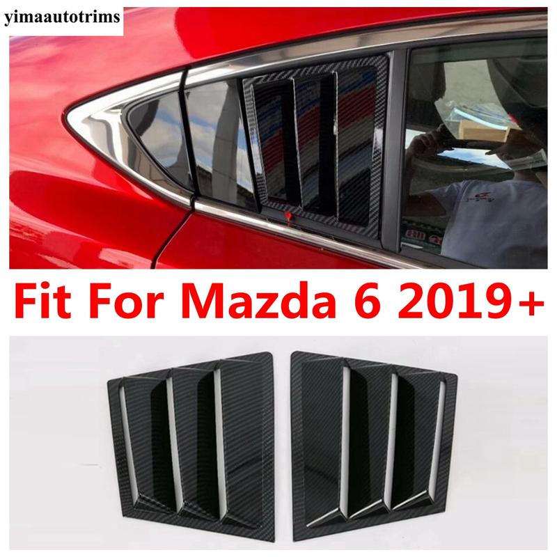 

For Mazda 6 - 2024 Rear Windows Louver Shutters Blinds Side Vent Cover Trim Carbon Fiber Look Accessories Exterior Kit