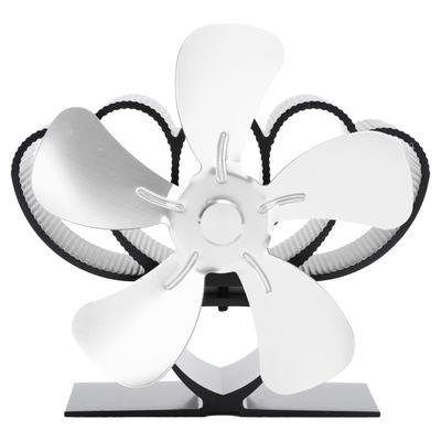 Wärmebetriebener Ofenventilator Aluminiumlegierung Geräuscharm Nachhaltiger Holzofenventilator für Kaminfeuer Silber