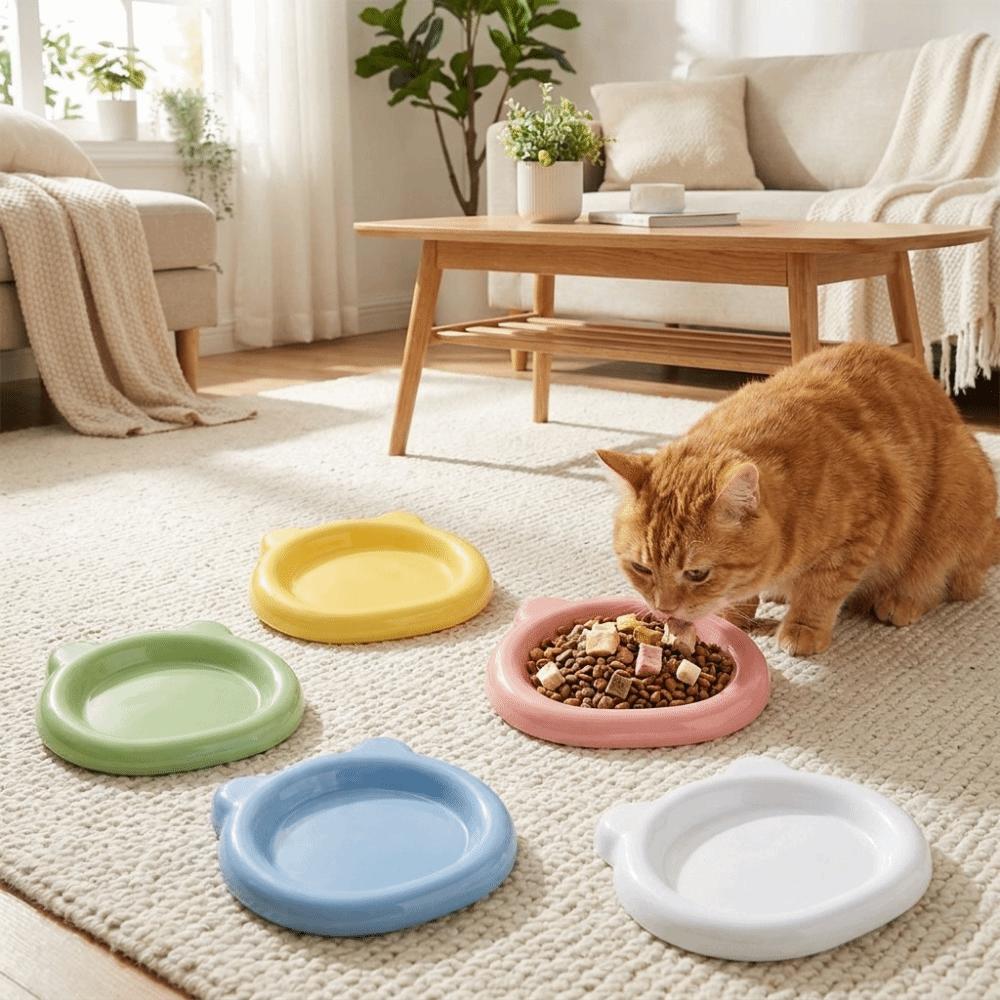 Plastic Cat Food Plates Food Grade Pet Snack Dish Lightweight Kitten Bowl Daily Use