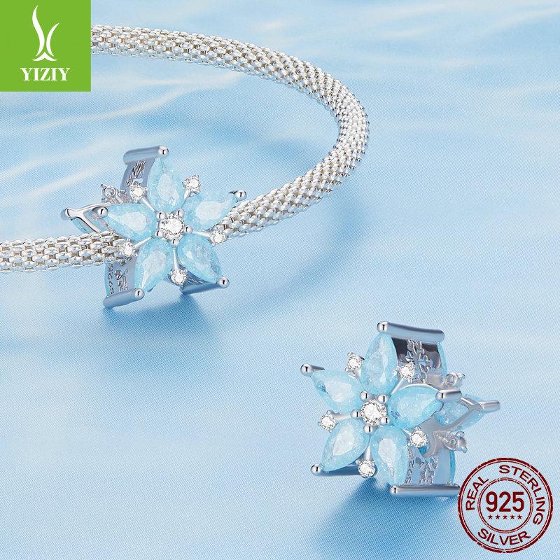 Christmas Snowflake 925 Silver Bracelet Beaded, Ice And Snow Winter Diy Bead Accessories Bsc719