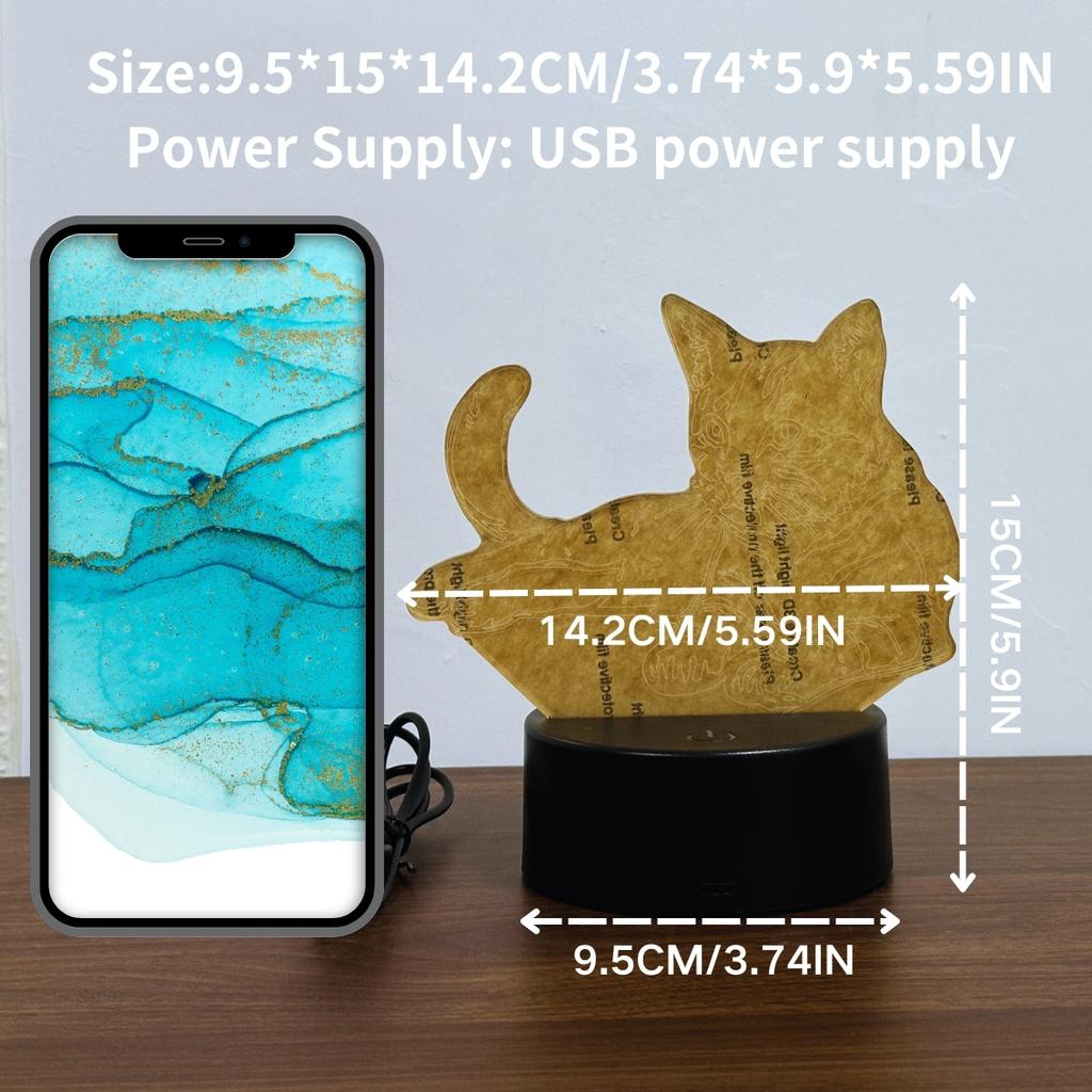 3D Cute Cat Night Light, 7-color RGB Ambient Light, USB Power Supply, Bedroom Desktop Party Decoration Light, Gift Light.