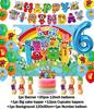 Cartoon Blocked Number Theme Birthday Party Decoration Building Background Plate Cup Balloon Backdrop Photography Prop Kid Gifts