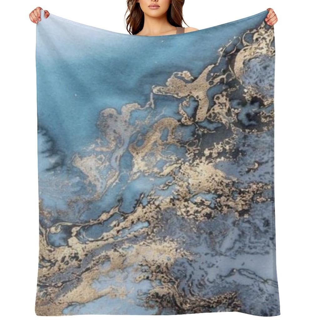 Blaue und goldene Marmor-Überwurfdecke Sofas Weiche Plüsch-Plaid Warme Weiche Decken