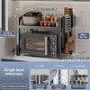 Mensola Nera per Forno a Microonde Organizzatore Multifunzione per Condimenti Nuovo Portastoviglie Domestico