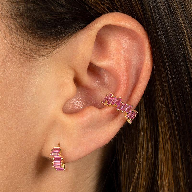 Yuedane Gold Plated Clip Earrings For Women Multicolor Zircon C Shape Ear Cuff Clipn No Piercing Earring Fashion Jewelry