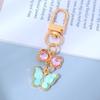 7PCS Ornaments Rhinestone Butterfly Keychain Pendant Key Ring Sweet Crystal Bow Key Chain  Bag Decor