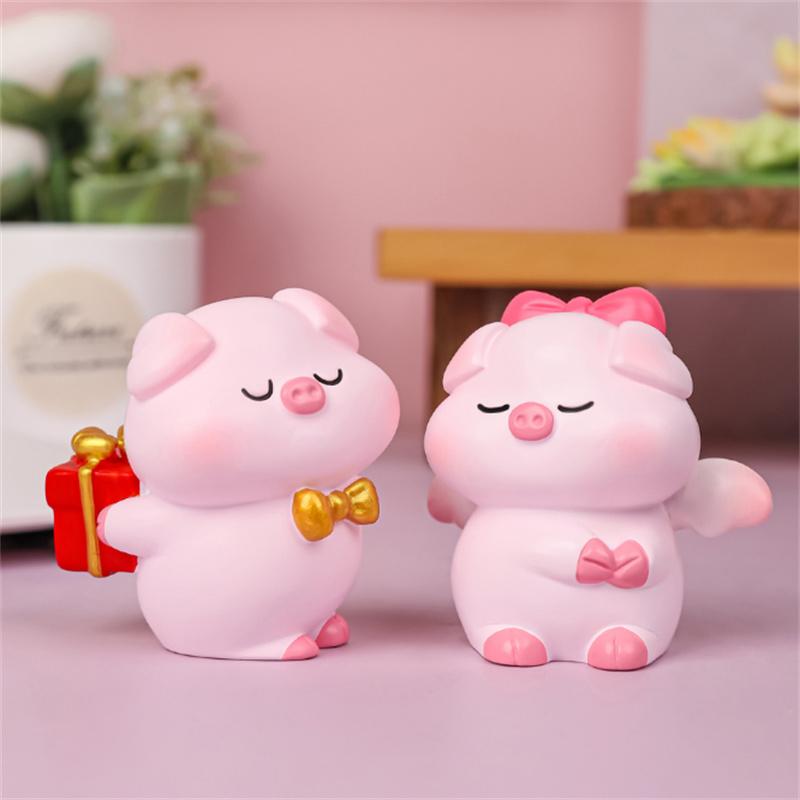 Cute Couple Pig Ornament Ornament Cartoon Valentine's Day Gift Cake Decoration Pig Baby Doll Desktop Car Decorations Gifts