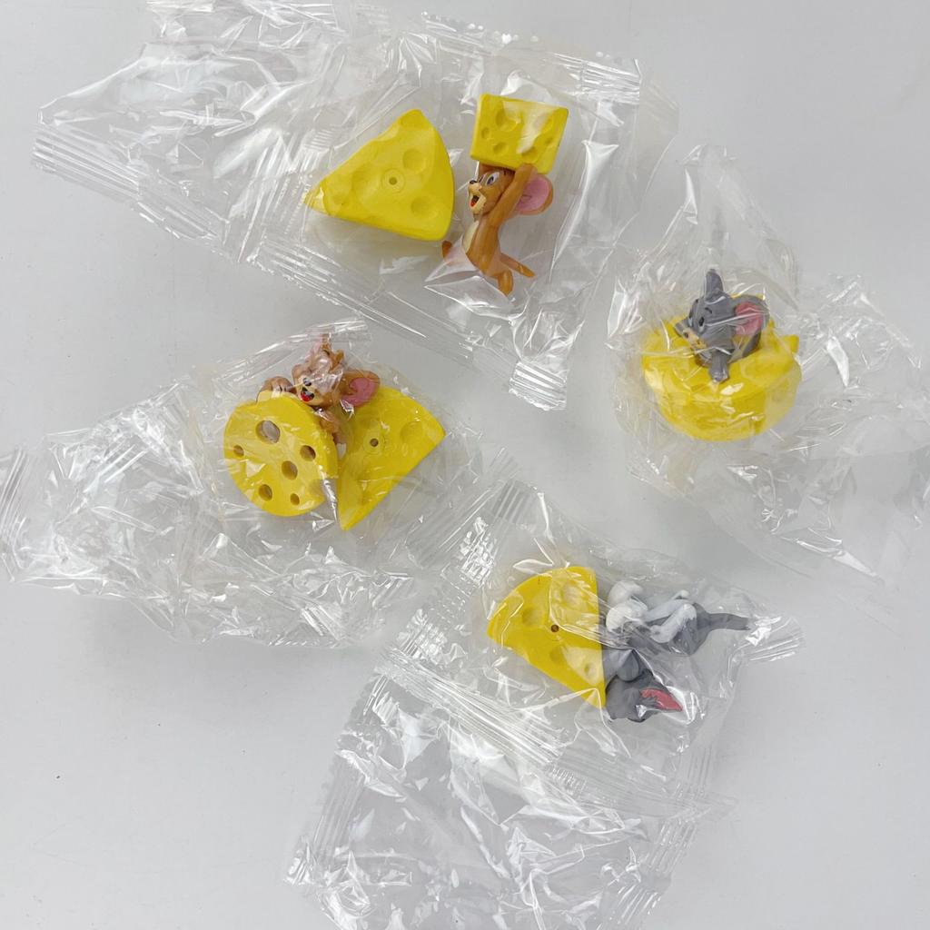 4 Adet Set Peynir Tom ve Jerry Aksiyon Figürü Sevimli Versiyon 3cm Anime PVC Model Pasta Süsü
