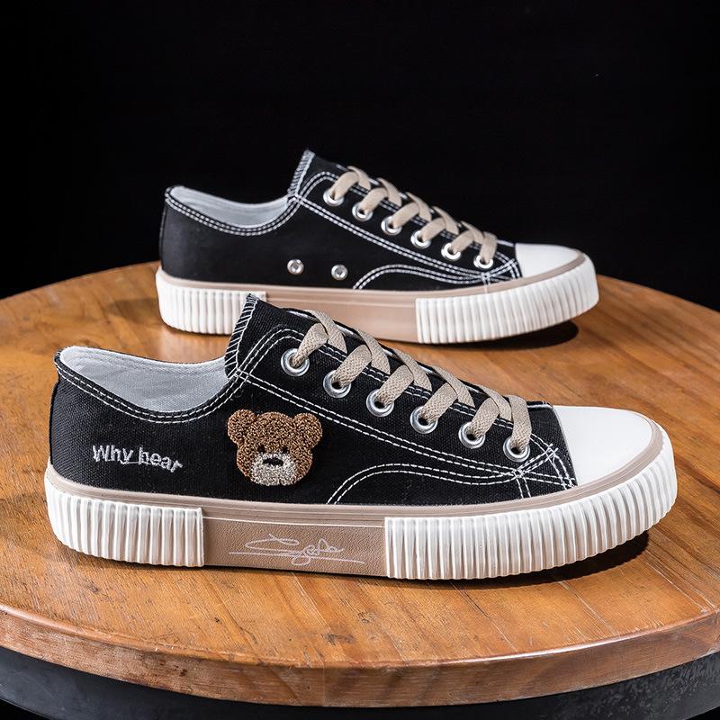 

Обувь Bear Canvas Мужская летняя дышащая универсальная трендовая низкая студенческая повседневная обувь для сноуборда Тканевая обувь Модная обувь 39 черный коричневый