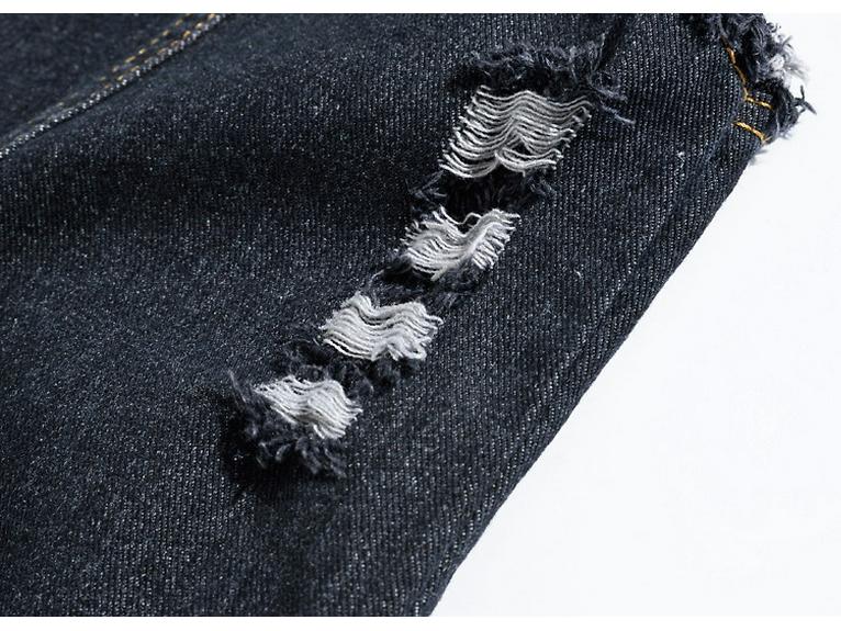 Große schwarze zerrissene Jeansweste für Herren – Weste im koreanischen Stil