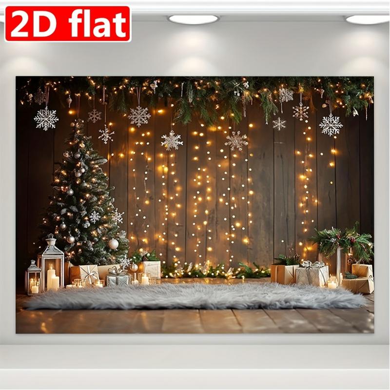 1pc, 2D Flat, Christmas Background Pattern Backdrop - Polyester Fiber Photography Backdrop, for Holiday Parties, Photo Booths, W