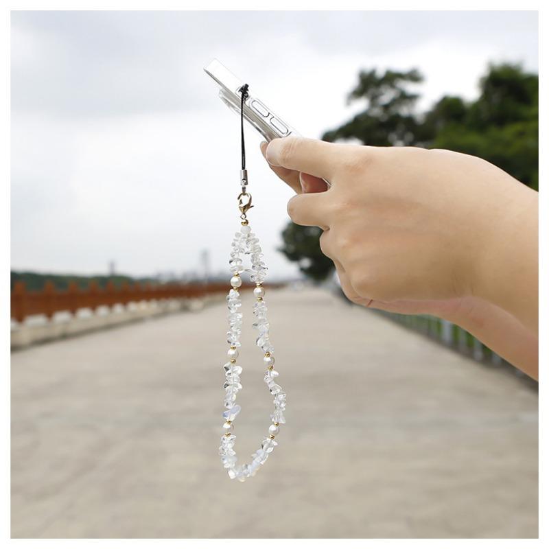 Kreativní personalizované menšiny Kreativní korálkový přívěsek na mobilní telefon Nové dámské oblečení Přírodní kámen Ametyst Štěrkový Šňůrka na mobilní telefon