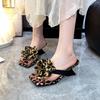 Mode Luipaard Bloemen Hoge Hakken Dames Sandalen Feest Vierkante Neus Jurk Schoenen Zomer Slippers 2025 Nieuwe Designer Nieuwe Dames Slides