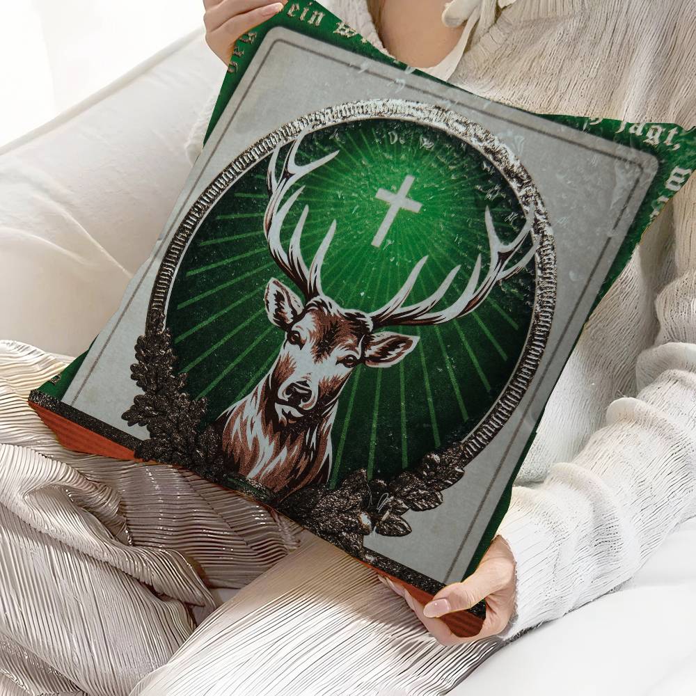 J-Jagermeisters Pillow Covers Cartoon Sofa Decorative Home Double-sided Printing Short Plush Cute Cushion Cover