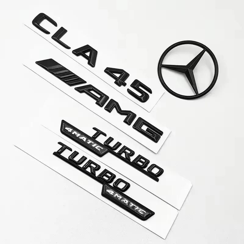 3D ABS Black CLA45 Logo TURBO 4MATIC Badge Car Rear Star Sticker Trunk AMG Emblem For Mercedes Benz CLA 45 AMG W117 Accessories