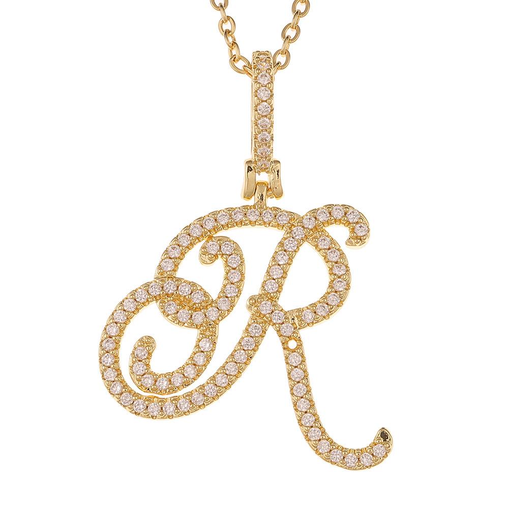 A-Z Cursive Initial Letter Pendant Necklace For Women Simple Rope Chain Pendant Necklace Jewelry Gift