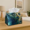 1pc Peacock Feather Marble Design Tissue Holder - A Versatile Napkin Dispenser Crafted from Sturdy Polyester, Featuring Elegant Abstract Artwork, Idea