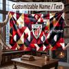 Custom Name Flannel Throw Blanket Athletic Bilbao FC Pattern Warm Home Decoration